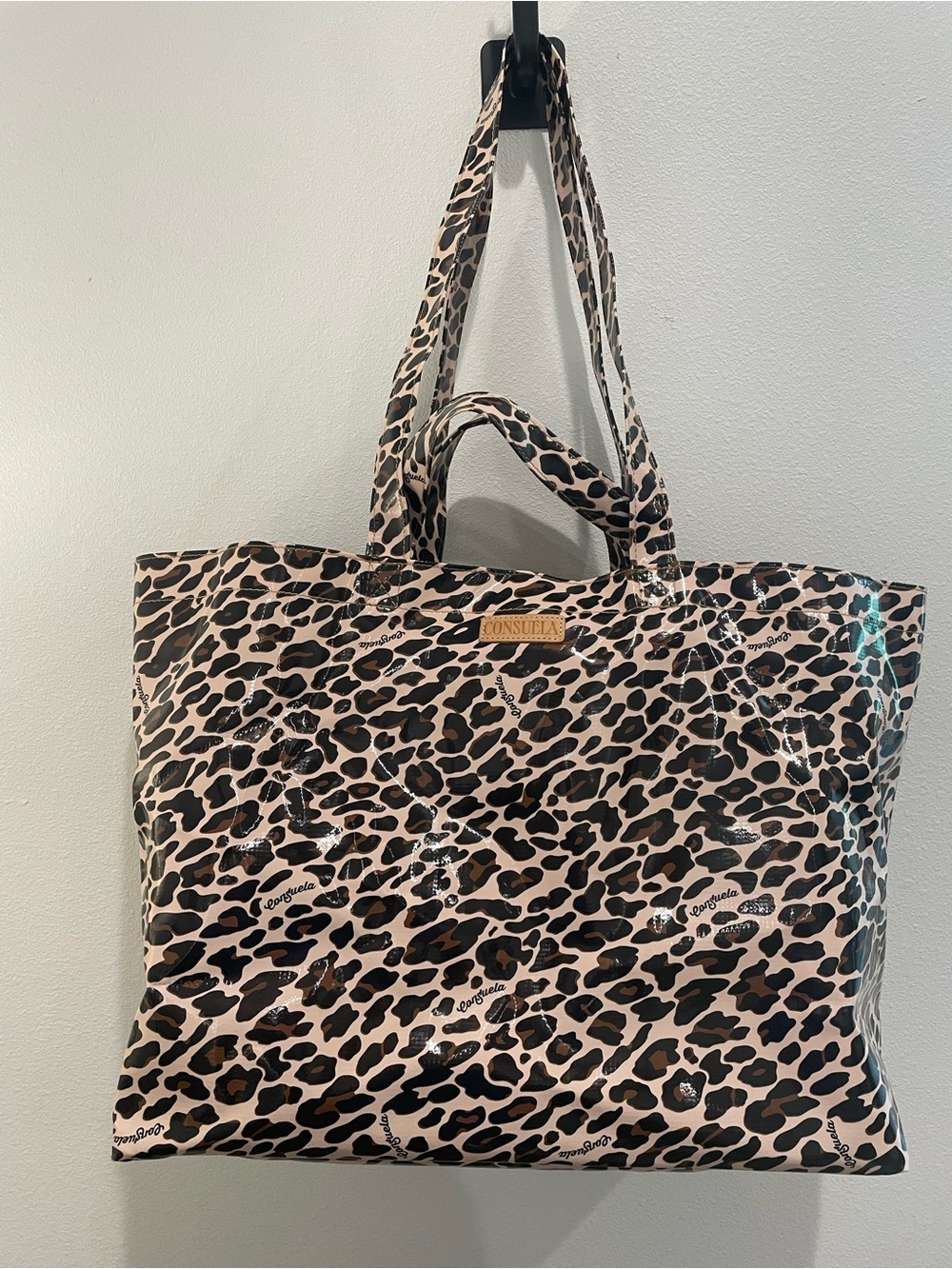 Consuela Leopard-Print Tote in Beige and Black